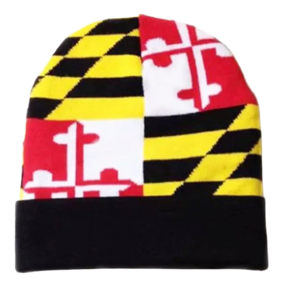 Maryland Flag Beanie Cap with Black Cuff NEW Fast Ship